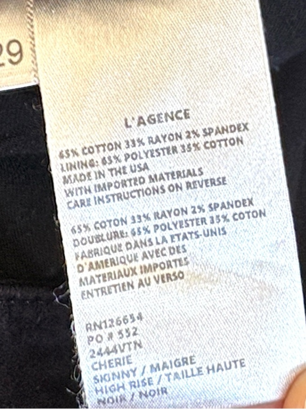L’AGENCE Velvet Lace-Up Pants Black Size 29 - Picture 7 of 9